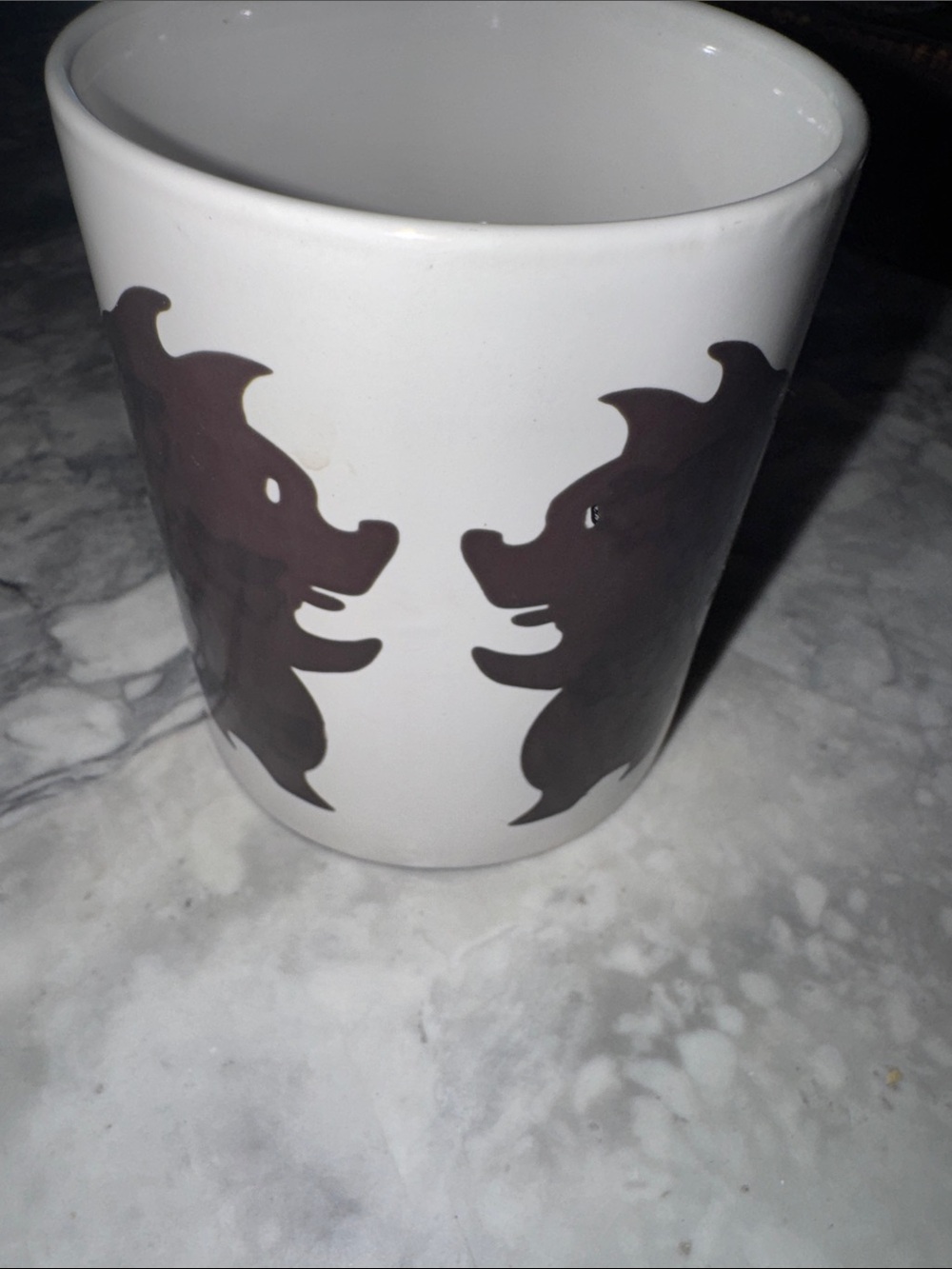 White Ceramic Mug color changing, black, pig Silhouette into flying pigs - Picture 3 of 9